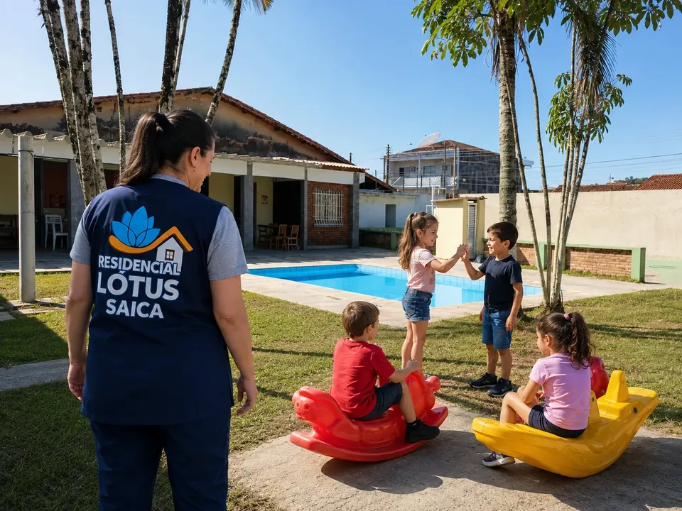 Crianças em atividade de convivência no jardim